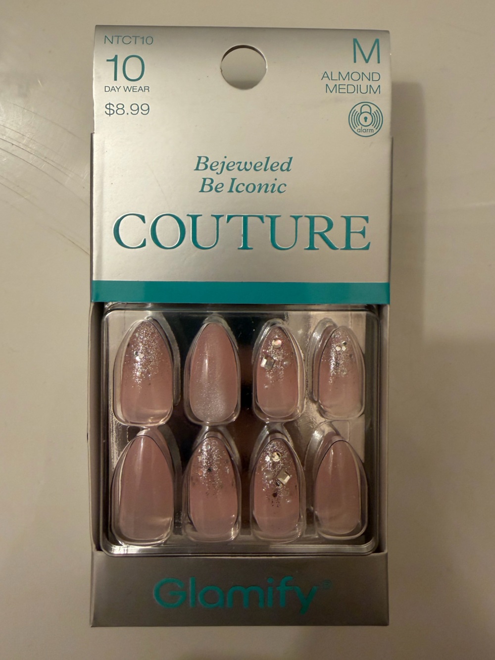 clear w/ silver detail press on nails
